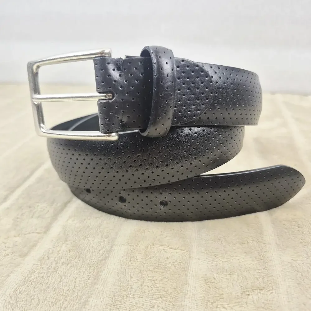 Paolo Vitale Black Genuine Leather Belt Handmade In Italy size 90cm US L 34-36